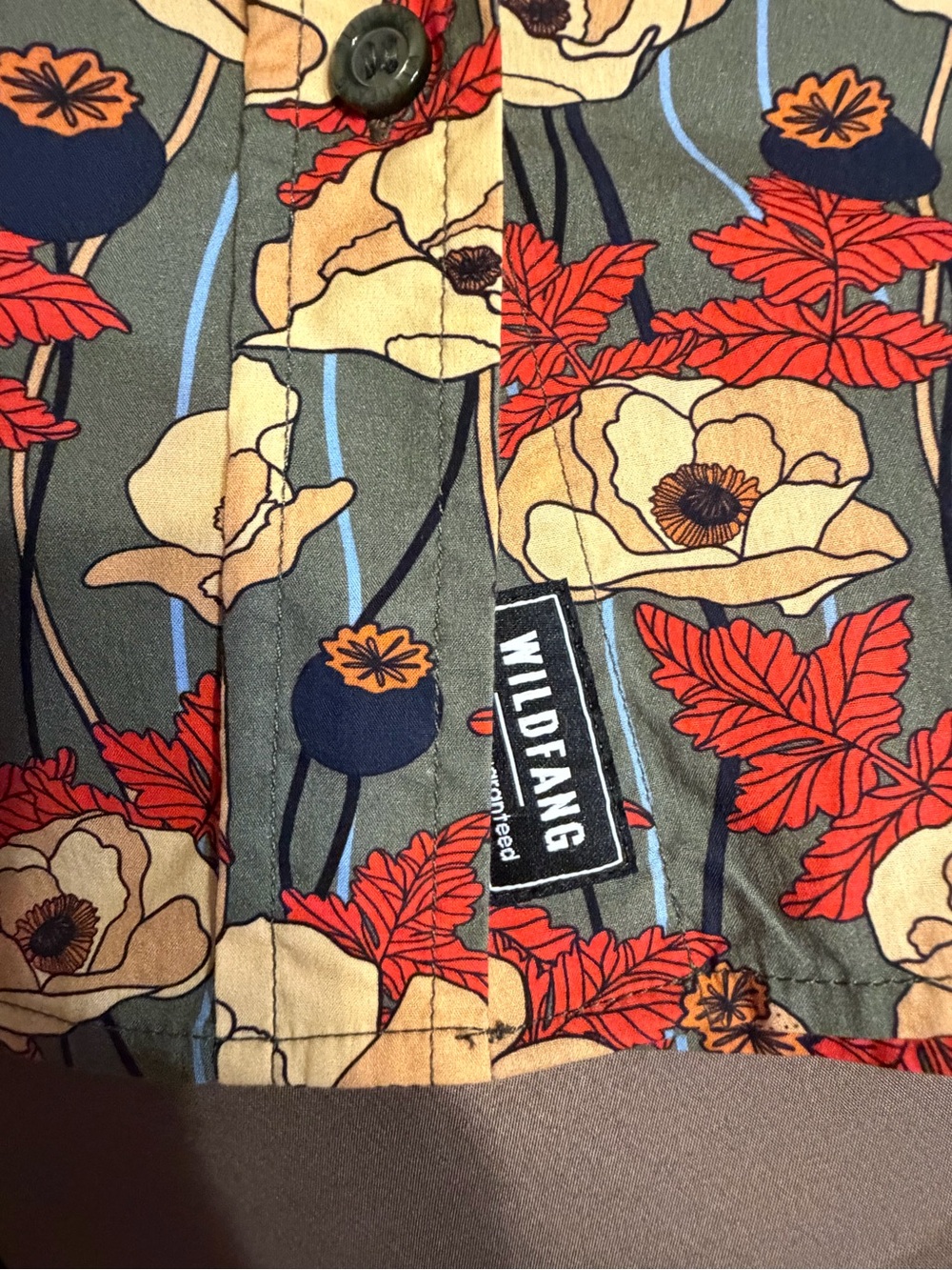 Wildfang Poppies Short-Sleeve Floral Button-Down Shirt Sz XL - Picture 5 of 7